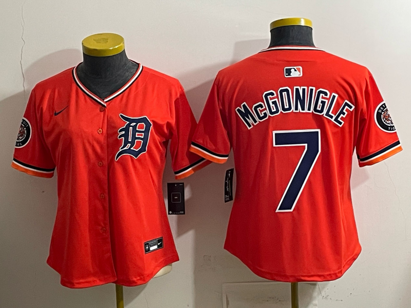 women Detroit Tigers #7 McGonigle orange Nike 2026 MLB Jersey 0404002->women mlb jersey->Women Jersey